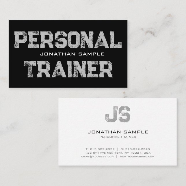 Personal Trainer Fitness Coach Professional Modern Business Card (Front/Back)