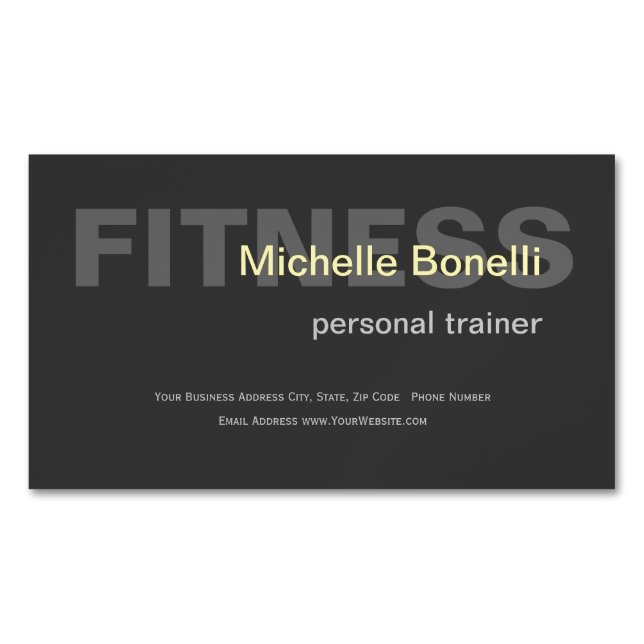 Personal Trainer Fitness Modern Elegant  Magnetic Business Card (Front)