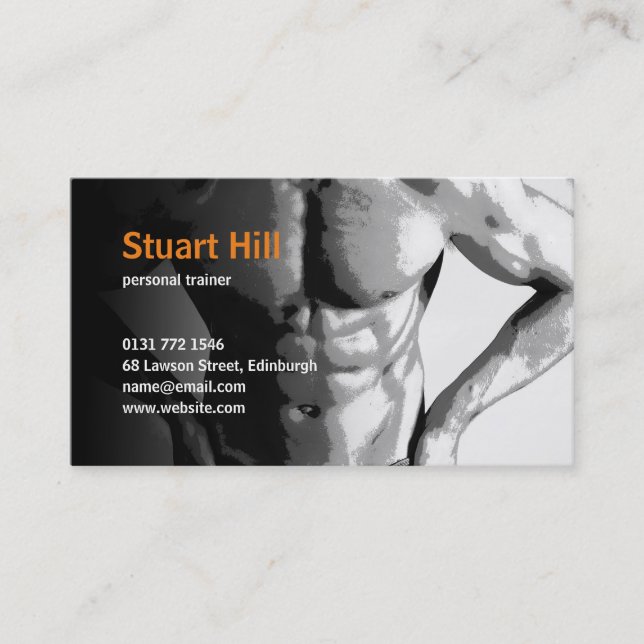 Personal Trainer & Fitness Muscles Business Card (Front)