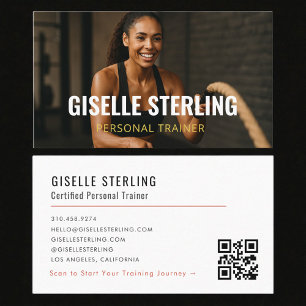 Personal Trainer Fitness Photo QR Code Business Card