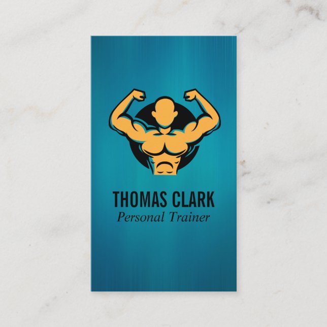 Personal Trainer | Flexing Logo | Body Builder Appointment Card (Front)