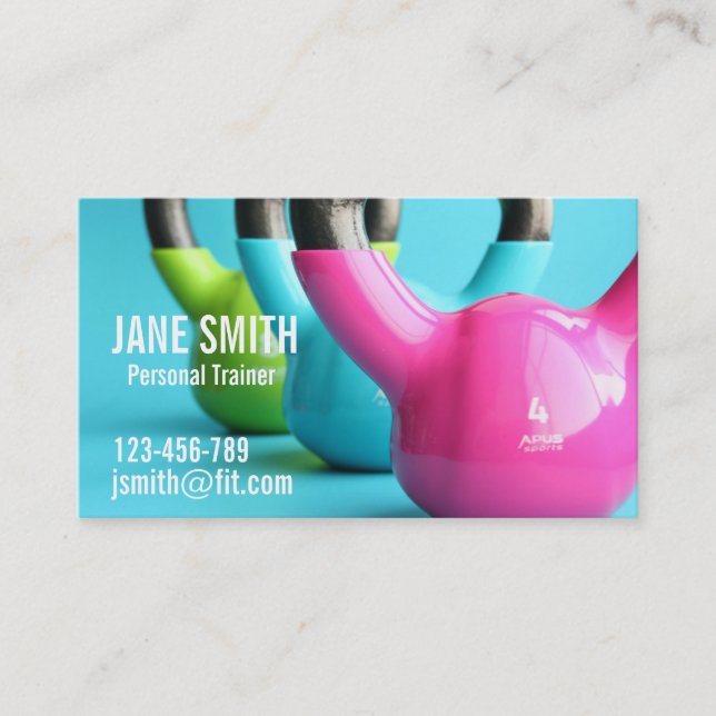 Personal Trainer Freelance Fitness Coach Business Card (Front)