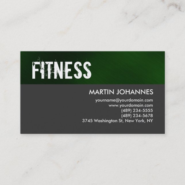 Personal Trainer Green Stripe Grey Business Card (Front)