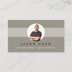 personal trainer grey/beige photo business card
