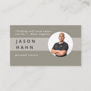 personal trainer grey/beige photo business card