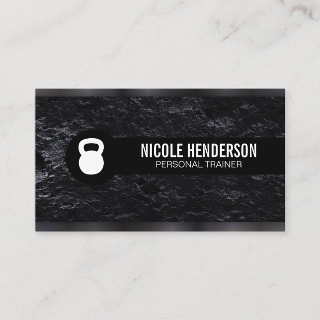 Personal Trainer | Gun Metal Trim | Slate Business Card (Front)