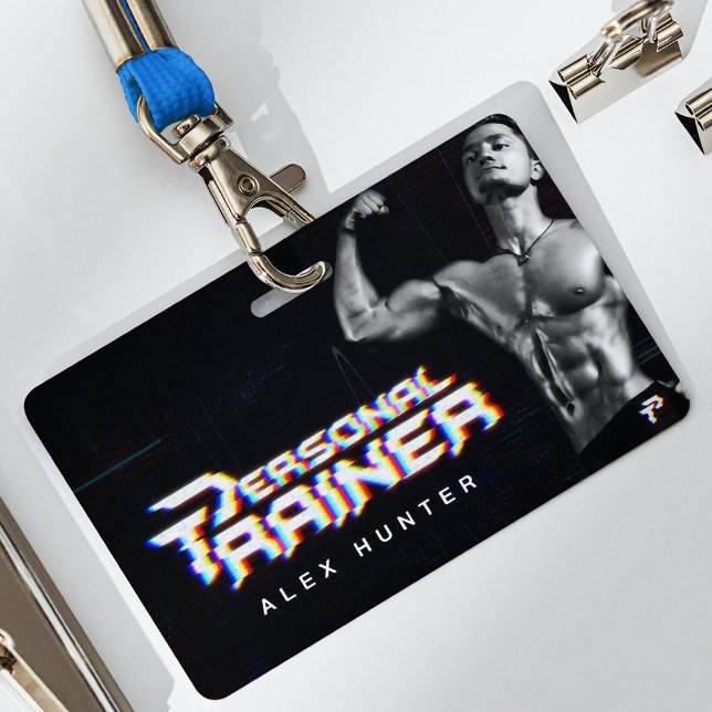 Personal Trainer Gym Fitness Personalised (2 SIDE) ID Badge (FRONT)