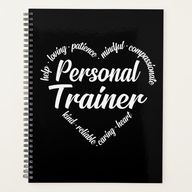 Personal Trainer Heart Word Cloud Planner (Front)