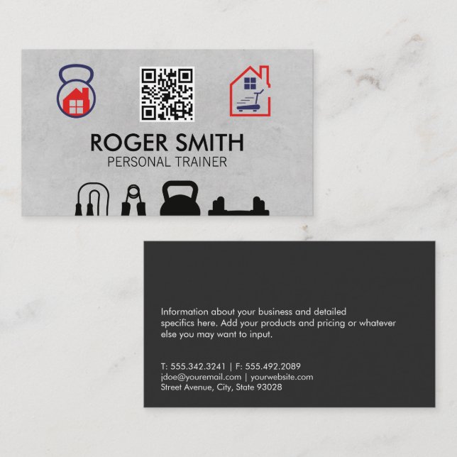 Personal Trainer | Home Workout | QR  Business Card (Front/Back)