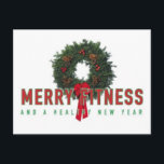 Personal Trainer MERRY FITNESS Holiday Postcard<br><div class="desc">THIS IS A GREAT IMAGE. WE HAVE IT AVAILABLE AS A BUSINESS CARD,  POST CARD,  GREETING CARD,  AND MORE.
 
 ALSO,  PLEASE BUY IN BULK. AND REMEMBER,  YOUR BUSINESS IS GREATLY APPRECIATED,  AND TRY YOUR CARD IN DIFFERENT FINISHES TYPES,  LIKE LINEN PLATINUM,  ETC.
 
 THANK YOU</div>
