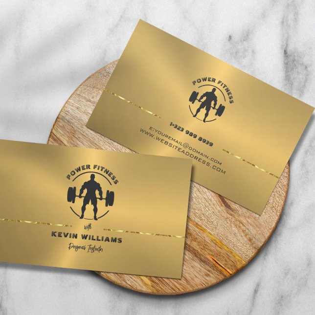 Personal Trainer Metallic Gold Personalised Text Business Card (Creator Uploaded)