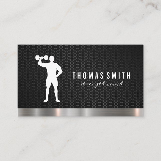 Personal Trainer Metallic Trim Business Card (Front)