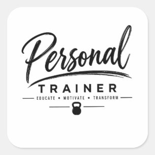Personal Trainer Motivate Transform Fitness Square Sticker