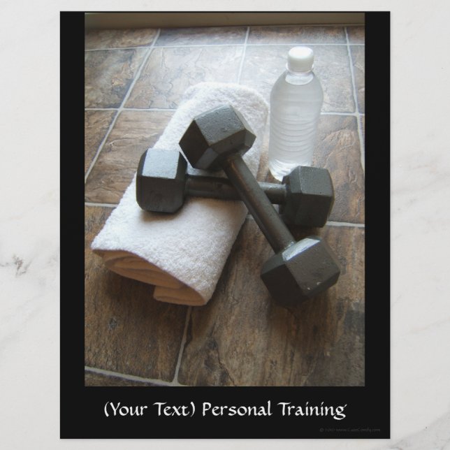 Personal Trainer or Fitness Dumbells Towel & Water Flyer (Front)