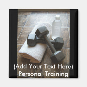 Personal Trainer or Fitness Dumbells Towel & Water Magnet