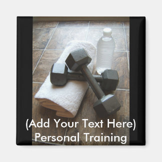 Personal Trainer or Fitness Dumbells Towel & Water Magnet