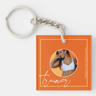 Personal Trainer   Orange Themed QR Code Keychain