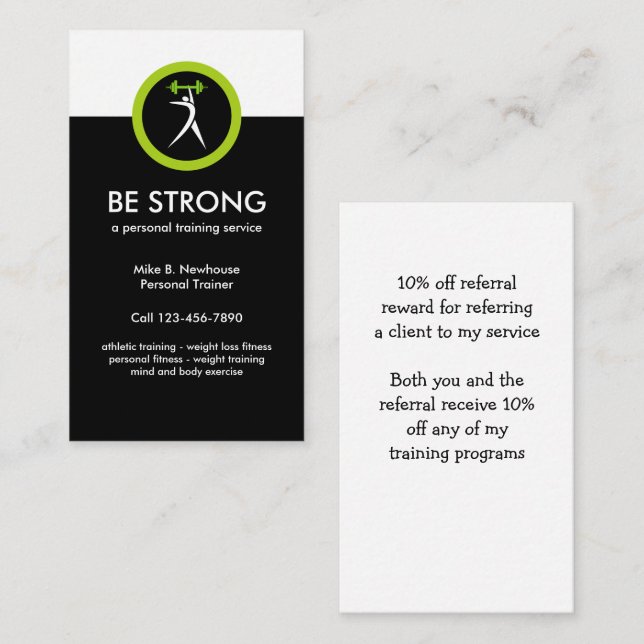 Personal Trainer Services Referral Card (Front/Back)