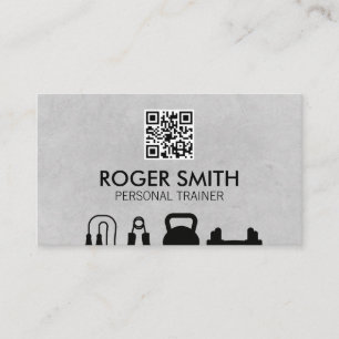 Personal Trainer Training Workout Equipment QR Business Card