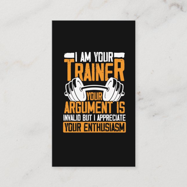Personal Trainer Workout Quote Funny Weightlifting Business Card (Front)