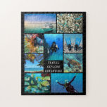 Personal Travel Photography Photo Collage Jigsaw Puzzle<br><div class="desc">Easily upload nine of your favorite photos to create a memorable keepsake of your favorite travel photography images (or any photos) with an editable title that says TRAVEL - EXPLORE - ADVENTURE. CHANGES: Change the black background color and/or change the text font style, size, color or placement by clicking on...</div>
