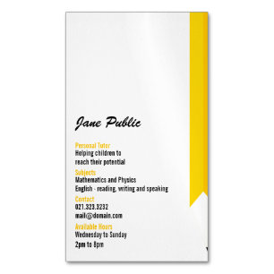 Personal Tutor Pencil Business Card Magnets
