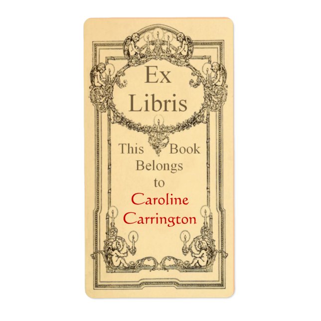 Personal Vintage Angels & Candles Bookplate Labels (Front)