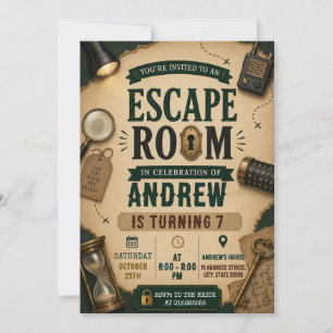 Personal Vintage Escape Room birthday Invitation