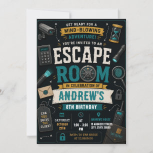 Personal Vintage Mystery Escape Room birthday Invitation