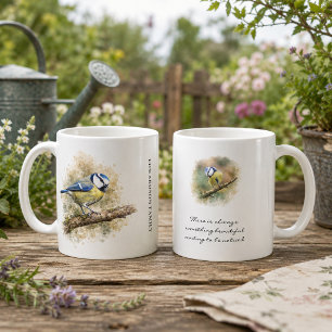 Personal watercolor Blue tit bird inspirational Coffee Mug