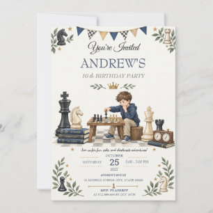 Personal Watercolor Chess Birthday Invitation