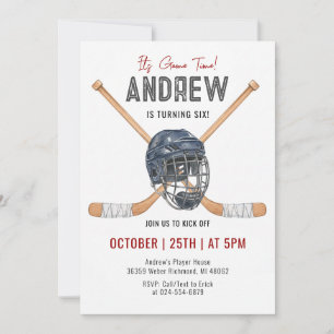 Personal Watercolor Hockey Birthday Party Invitation