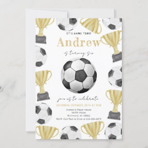 Personal Watercolor Soccer Birthday Party Invitation