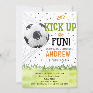 Personal Watercolor Soccer Birthday Party Invitation