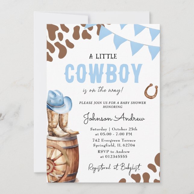 Personal Western Boy Baby Shower for boy Invitation (Front)