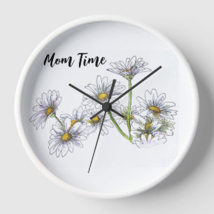 Personal White Daisy Clock
