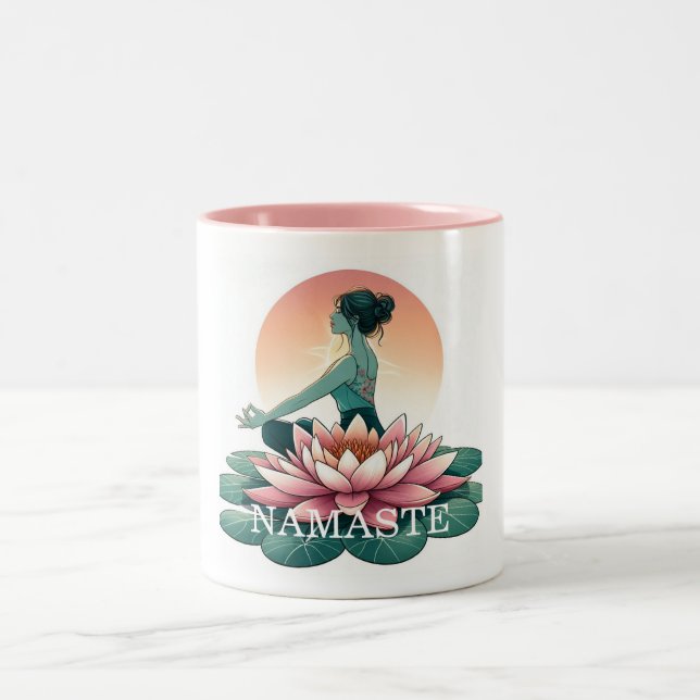 Personal Yoga Namaste Lotus Meditation Spiritual  Two-Tone Coffee Mug (Center)