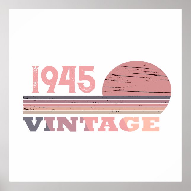 Personaliazed eighty vintage 80th birthday party poster (Front)