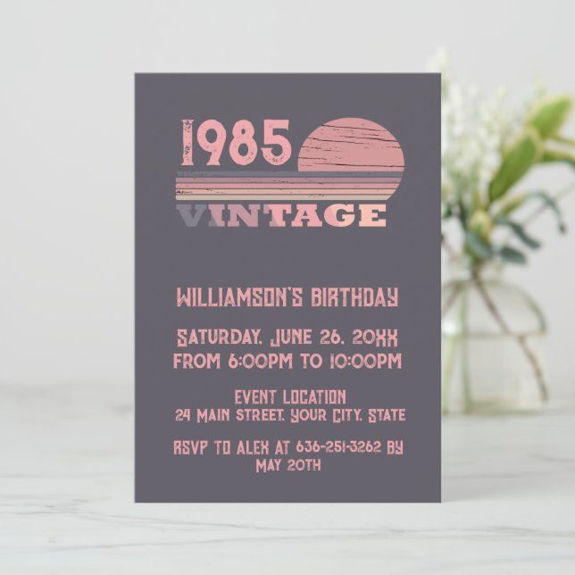 Personaliazed forty vintage 40th birthday party invitation (Standing Front)