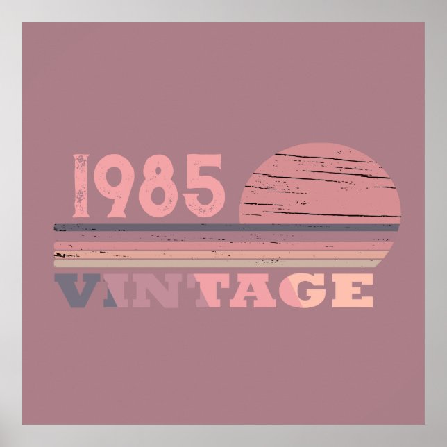 Personaliazed forty vintage 40th birthday party poster (Front)