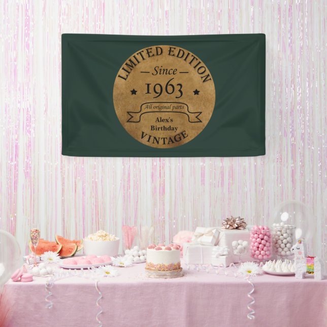 Personaliazed sixty vintage 60th birthday party banner (Party)