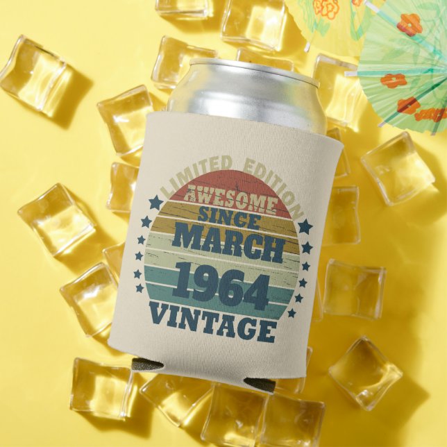 Personaliazed sixty vintage 60th birthday party can cooler (In Situ Summer)