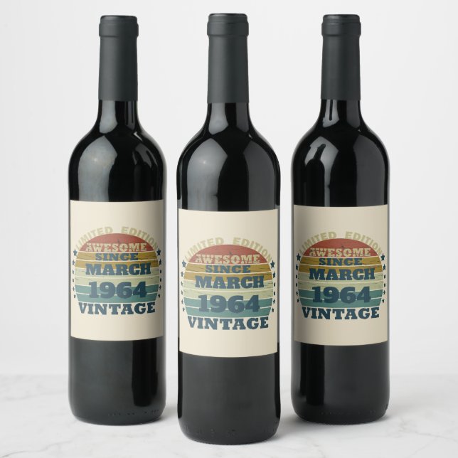 Personaliazed sixty vintage 60th birthday party wine label (Bottles)