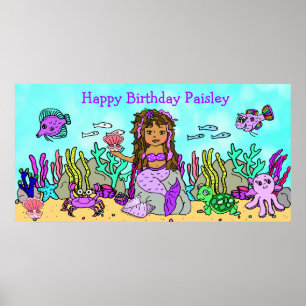 Personalied Happy Birthday Mermaid Poster