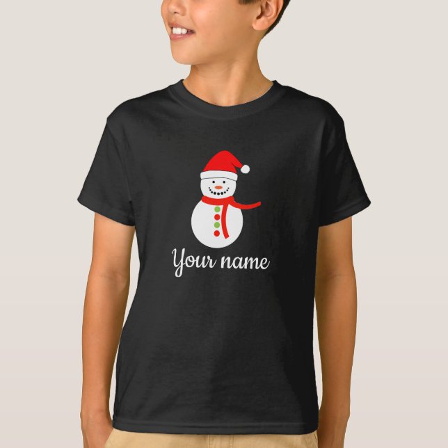 Personalied Name Snowman Christmas T-Shirt (Front)