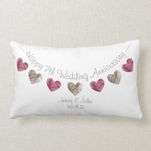Personalisable 7th or any Wedding Anniversary Lumbar Cushion