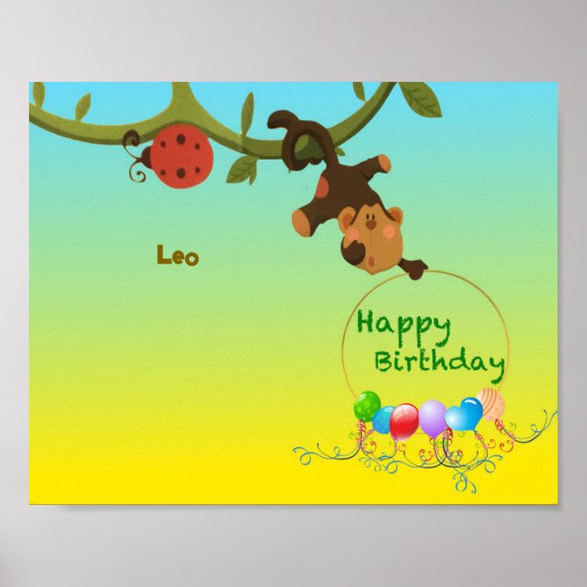 Personalisable Poster  –Playful Monkey  (Front)