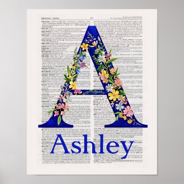 Personalisation Letter A names Ashley Poster (Front)