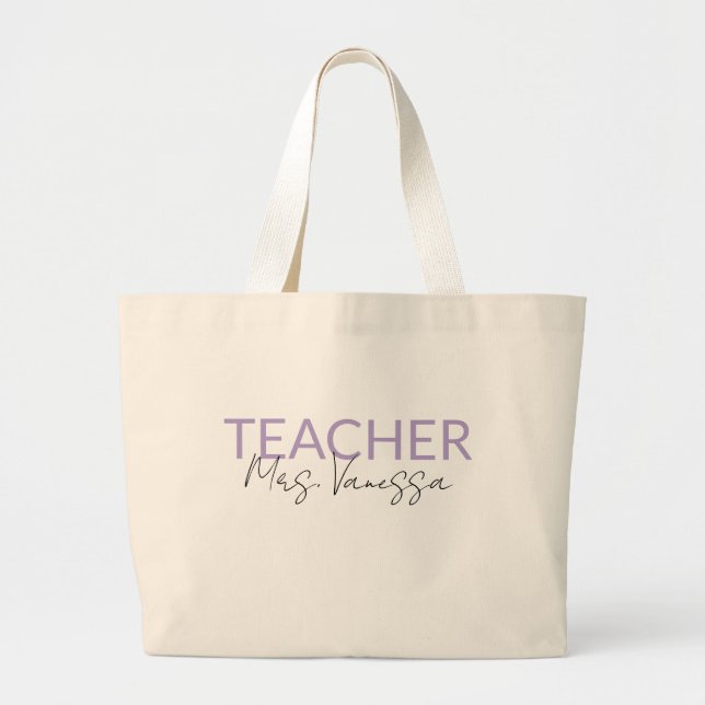 Personalisation Teacher Name Tote Bag, Retro Teach (Front)