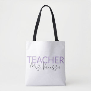 Personalisation Teacher Name Tote Bag, Retro Teach Bag